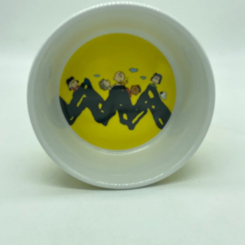 Peanuts Charlie Brown Zig Zag Ceramic Bowls Set of‎ 2 Gibson Yellow Black Gang